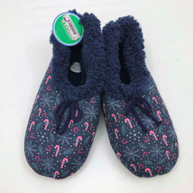 Snoozies Men&#39;s Slippers Tis The Season Large 11/12 Navy Blue - $12.86