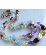 Natural Aquamarine, Citrine, Amethyst and Tourmaline Multi Gemstone Neck... - $188.74 CAD