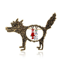 Vintage Wolf Brooch  Little Red Riding Hood Punk Pin - $28.95