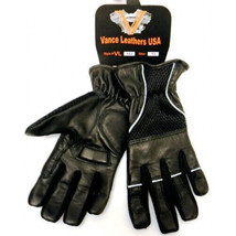 Mesh Leather Gloves with Padded Leather Palms, Reflective Piping and Ela... - $39.95