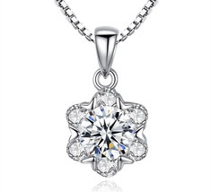 Snowflake Moissanite Pendant S925 Silver Necklace SN0031 - £10.98 GBP