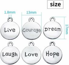 Word Charms Quote Charms Inspirational Charms Tag Charms Assorted Words 6pc - £2.46 GBP