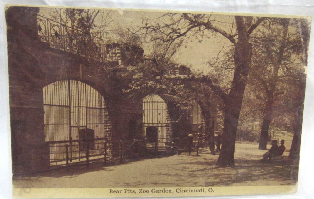 Primary image for Photo Postcard B & W Feb 14  1912 Bear Pits Zoo Garden Cincinnati Ohio