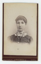 Antique CDV Circa 1870s Beautiful Woman Stunning Hair Style Pierce Waverly, IA - £7.49 GBP