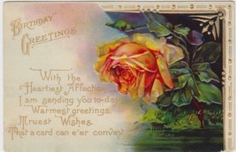 Birthday Greetings Postcard 1910 Beautiful Rose Cleveland Ohio Zanesville - £2.32 GBP