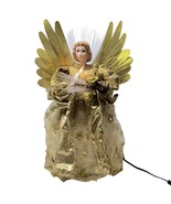 Angel Fiber Optic Lights Porcelain Tabletop Gold 12&quot; Christmas Decoratio... - $47.47 CAD