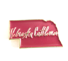 Nebraska Cattlemen NE State Map Red Gold Tone Enamel Member Lapel Pin Ti... - $9.99