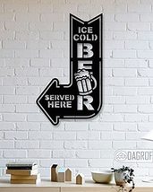 LaModaHome Ice Cold Beer Written Typography Wall Decorative Metal Wall Art Black - £50.59 GBP