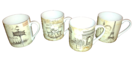 Mikasa Gourmet Basics Coffee Mug Eiffel Tower Paris Scene 4pc Set - £27.74 GBP