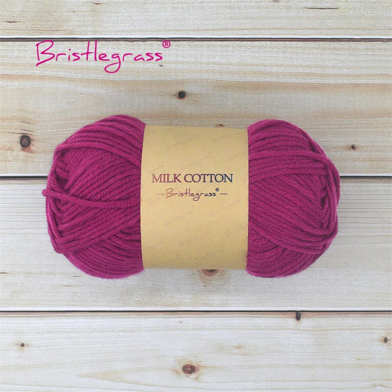 BRISTLEGRASS Acrylic Crochet Wool Yarn 50g Pom-poms Milk Cotton -Raspber... - €2,57 EUR