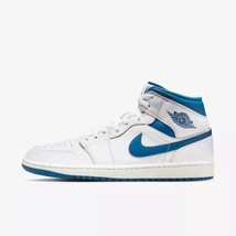 Jordan Mens Air Jordan 1 Mid and SE Basketball Sneakers,White/Industrial Blue,8 - £106.30 GBP