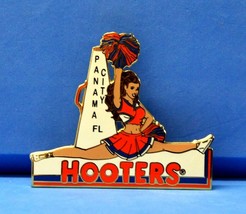 Panama City, Fl Hooters Cheerleader Doing A Split BLUE/ORANGE Pom Poms Lapel Pin - £11.71 GBP