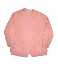 Madewell Nolan Ribbed Cardigan Sweater Womens L Pink Open Front Cozy Relaxed - £20.49 GBP