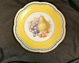 Yellow Reticulated Schumman Fruit Plate Germany 7 5/8th Inches Vintage - £18.78 GBP