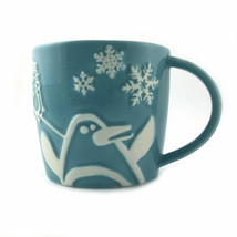 VTG Starbucks Blue Coffee Holiday Mug Penguin Snowman Snowflakes Cup 8 oz - £20.38 GBP