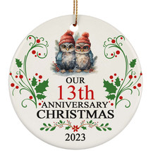 13th Anniversary Christmas 2023 Ornament Gift 13 Years Married Cute Owl Couple - £11.83 GBP