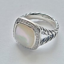 DAVID YURMAN 11mm Mother Of Pearl And Diamond Albion Ring Size 6 - $485.00