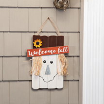 Welcome Fall Scarecrow Door Hanger Sign Autumn Harvest Hanging Wooden Wa... - $13.59