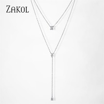 ZAKOL INS Fashion Round Double Layer Clavicle Choker Necklace for Women Girl Geo - $17.65