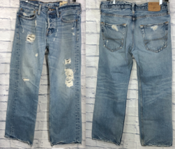 Womens Hermosa Hollister 30 / 30 Distressed Denim Blue Jeans Low Rise Boot - $21.02