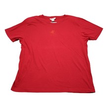 Dressbarn Shirt Womens 2X Red Short Sleeve Round Neck Shoulder Pads Casual Tee - £18.11 GBP