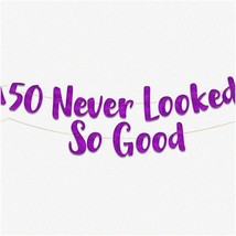 Sparkling Milestone: 50 Never Looked So Good - Glittery Purple Banner for Unforg - £15.26 GBP