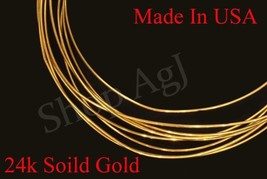 1 Foot 24k PURE .999 solid yellow round gold wire gauge 30 -16 gauges Brand new - £27.09 GBP