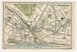 1924 Original Vintage City Map Of Bournemouth / England - £17.13 GBP
