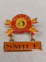 World&#39;s Greatest Smile Vintage Enamel Pin 1981 Hang Ten Jewelry Co Pinback  - £19.39 GBP