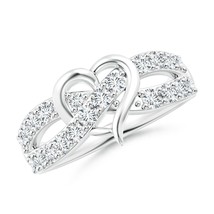 Angara Lab-Grown 0.98 Ct Round Diamond Criss Cross Heart Promise Ring in Silver - £485.08 GBP