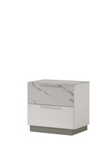 Mist Nightstand: High-Gloss Two-Tone Marble Lacquer, 2 Drawers, Velvet L... - $451.42 CAD