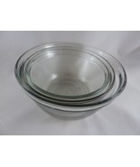 Vtg Anchor Hocking Clear Set of 3 Nesting Mixing Bowls 1, 1.5 &amp; 2.5 QT O... - $37.74 CAD