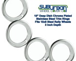 3 Inch Deep / 15&quot; Chrome Stainless Steel 15x8 Wheel Trim Beauty Rings 45... - $135.00