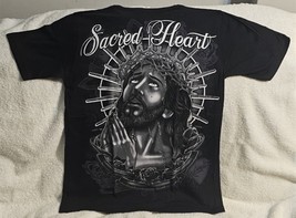 Jesus Christ Sacred Heart Crown Of Thorns Rose Flower Pray God T-SHIRT Shirt - £9.08 GBP