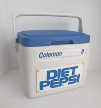 VTG Coleman Personal 8 Cooler Diet Pepsi 5272 Blue White Cup Holder 1990 USA - £28.16 GBP