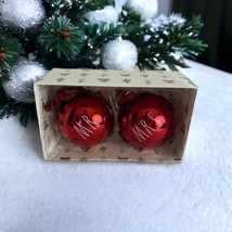 RAE DUNN  Mr &amp; Mrs Red Shiny Ball Glass Ornament Buffalo Plaid Ribbon 4&quot; New - £21.01 GBP