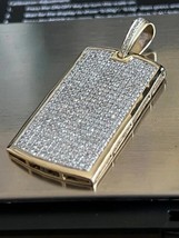 2Ct Round Cut Lab Created Diamond Dog Tag Men&#39;s Pendant 14K Yellow Gold ... - $225.39