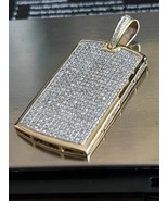 2Ct Round Cut Lab Created Diamond Dog Tag Men&#39;s Pendant 14K Yellow Gold ... - $306.92 CAD
