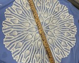 Vintage Handmade Crochet Lace Doily 31&quot; Round Ecru Table Topper - $21.78