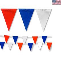 Red Blue White Pennant Banner Flags | OSHA 500lb Rated | Strand Fade Res... - $41.41