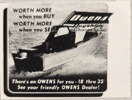 1955 Vintage Print Ad Owens Flagship Cruiser Boats Baltimore,Maryland - £6.49 GBP