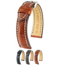 Hirsch Capitano Alligator Watch Strap - Brown Band/Silver Buckle - L - 24mm / 20 - £255.16 GBP