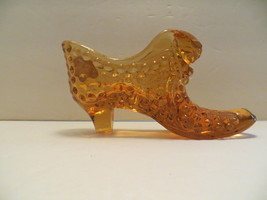 Vintage Fenton Cats Head Amber Glass Slipper Shoe - $8.90