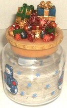 Christmas Snowman Glass Candy Jar With Decor Topper  - £3.93 GBP