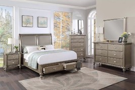 Bilston 5-Piece Queen Bed with Storage Bedroom Set (Silver) - $1,499.00