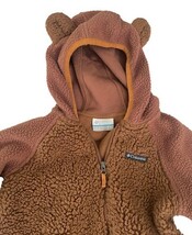 Columbia Baby Bunting Suit 12-18M Brown Fleece Hooded Footed Mittens image 4