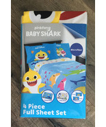 Pinkfong BABY SHARK Microfiber 4 Piece Full Sheet Set. Brand New / Unope... - £15.54 GBP