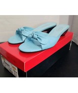 Talbots Sandals Shoes Women&#39;s Slip On 6.5B Leather Blue Kitten Heel Sand... - $47.29 CAD