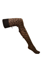 AGENT PROVOCATEUR Womens Hold-Up Stockings Lingerie Leopard Print Black ... - $45.58