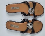 Brighton Ornate Womens Sandals Black Brown with Silver Medallion 7.5 Fla... - $24.99